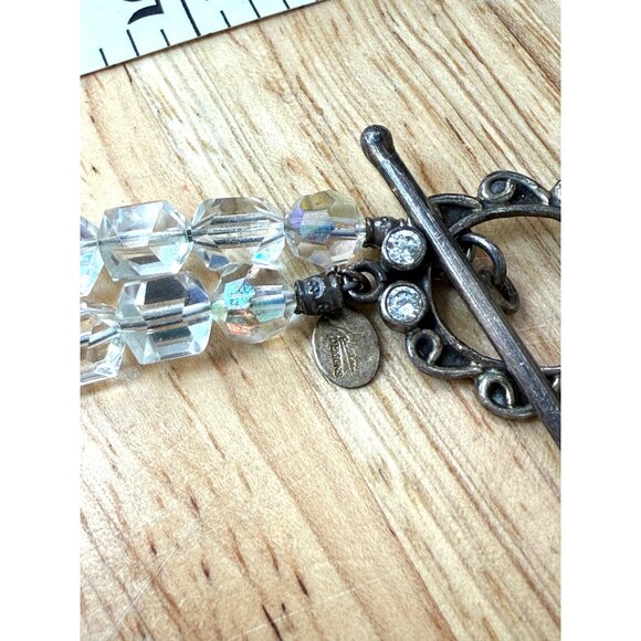 Crystal Necklace With AB Pendant & Toggle Clasp By Adorne Designs - Picture 11 of 13